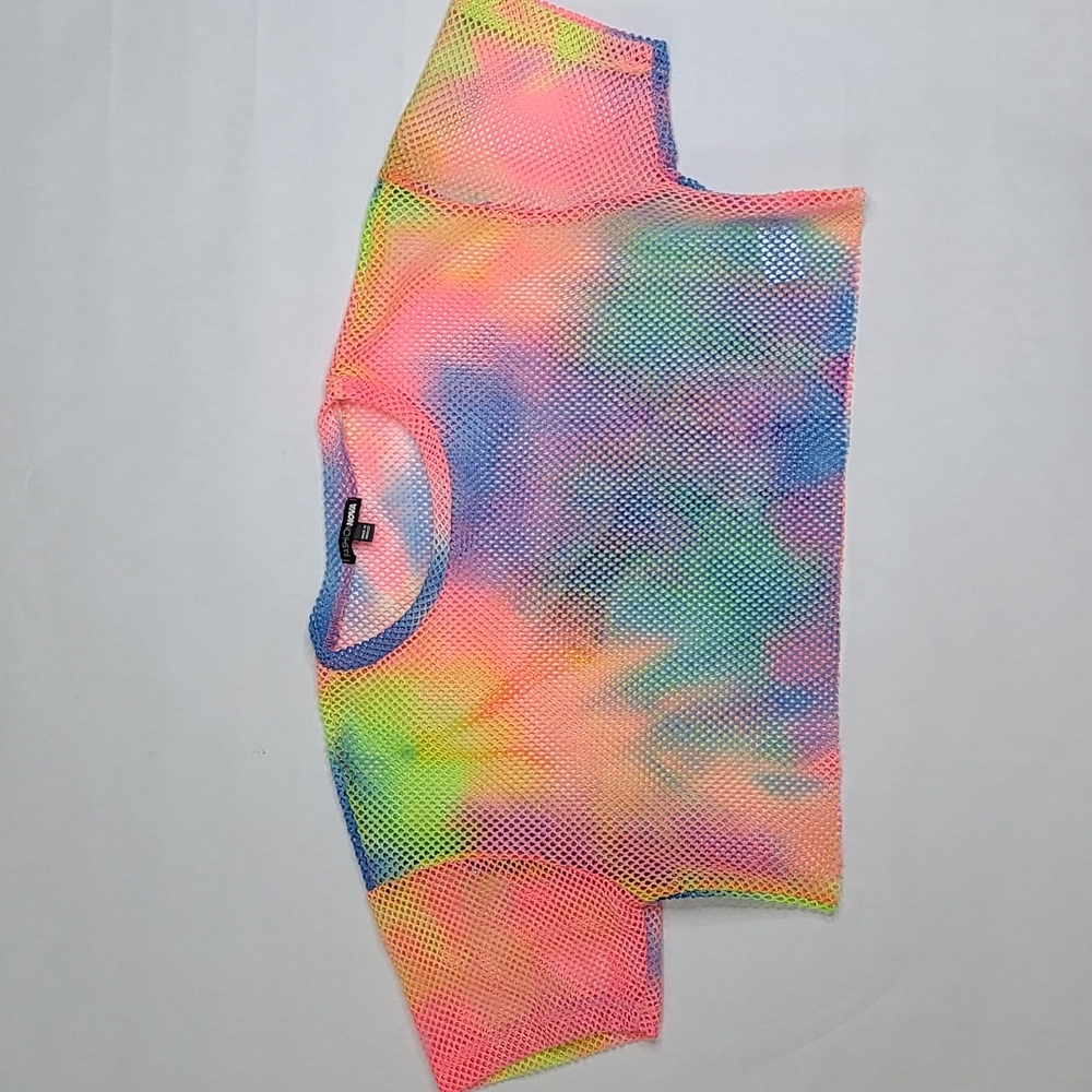 Fashion Nova Multicolored Mesh Crop Top